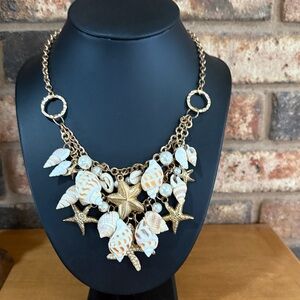 Seashell Statement Necklace double layer beach charms